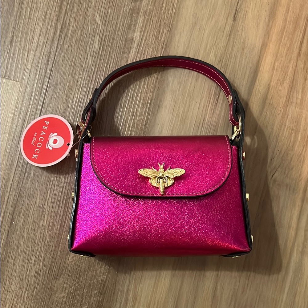 Fuchsia Handbag with Gold Accent